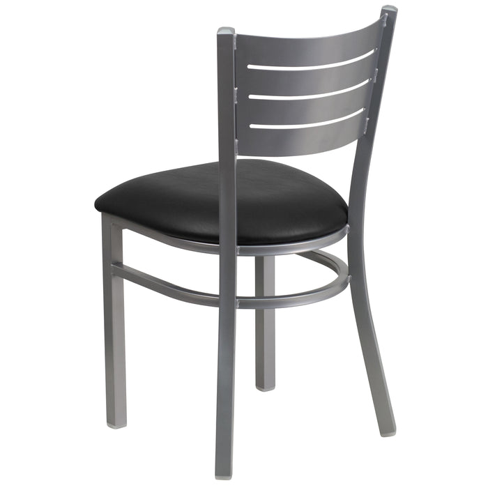 Silver Slat Chair-Black Seat