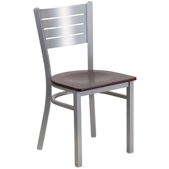 Silver Slat Chair-Mah Seat