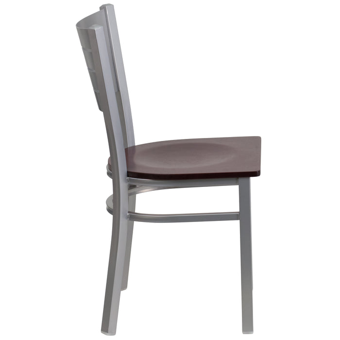 Silver Slat Chair-Mah Seat