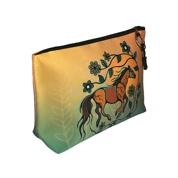 Horse (Bebezhigooganzhii) Zippered Pouch by Ojibwe artist Storm Angeconeb indigenous art gift by Storm Angeconeb Canada