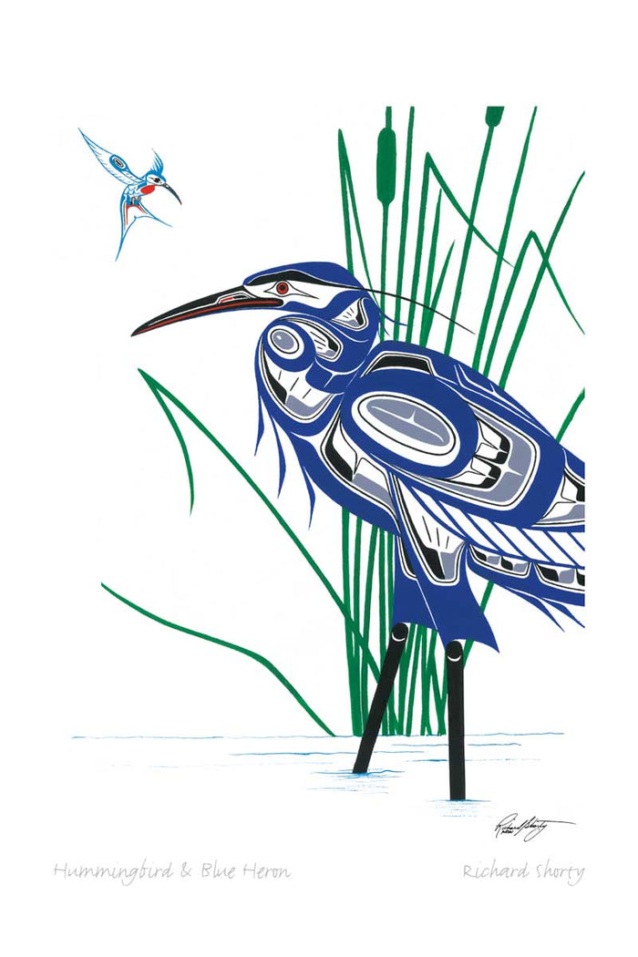 Richard Shorty Hummingbird and Blue Heron Wall Art | Native Art Canada