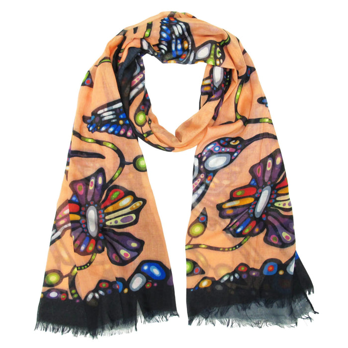 Hummingbird indigenous art shawl by John Rombough Canada