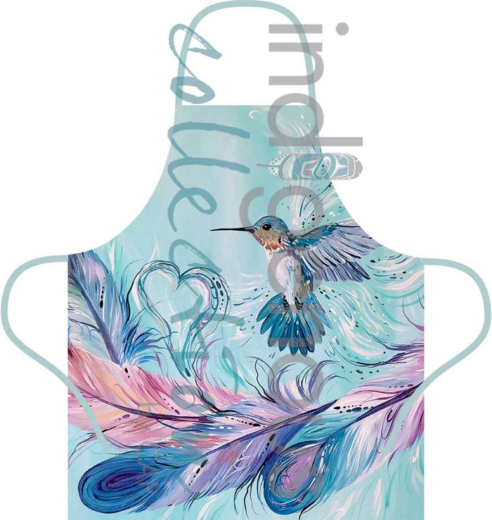 "Hummingbird Feathers"  Apron by Métis artist, Carla Joseph