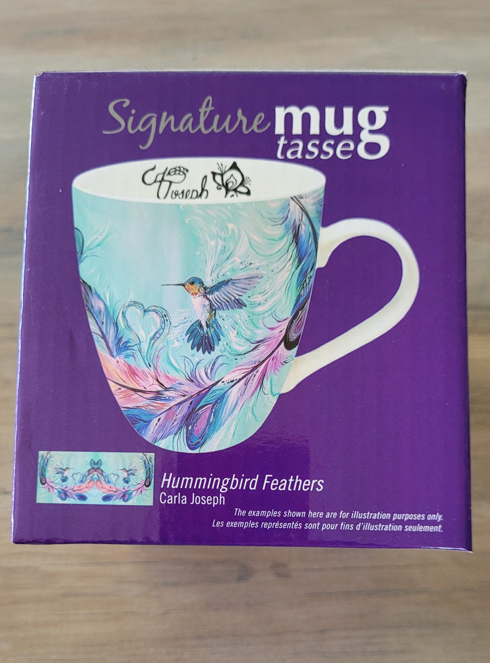 Hummingbird Feathers indigenous art mug by Carla Joseph Canada