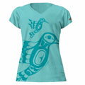 Hummingbird Women's Vneck Tshirt, design by Kwakwaka’wakw Artist Francis Dick indigenous art gift by Francis Dick Canada