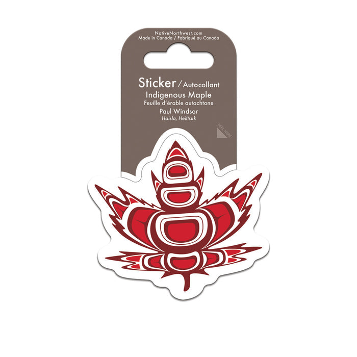 Indigenous Maple Large Vinyl sticker (3.25" x 3") by Artist, Paul Windsor indigenous art gift by Paul Windsor Canada