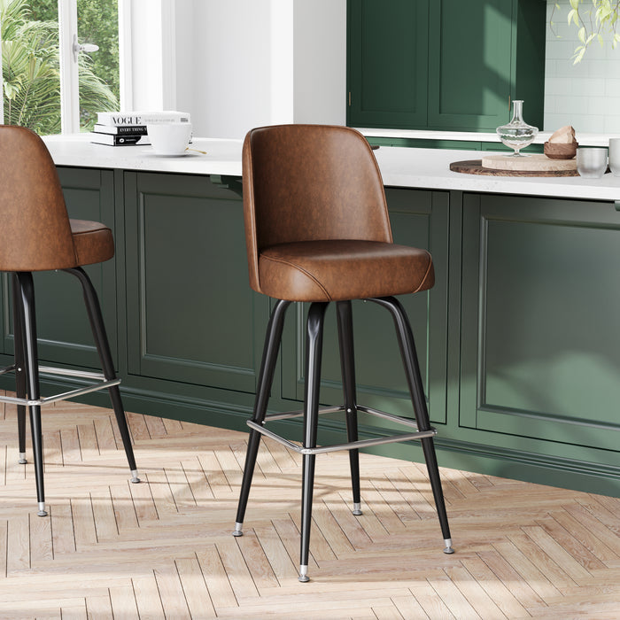 Weathered Brn Metal Bar Stool