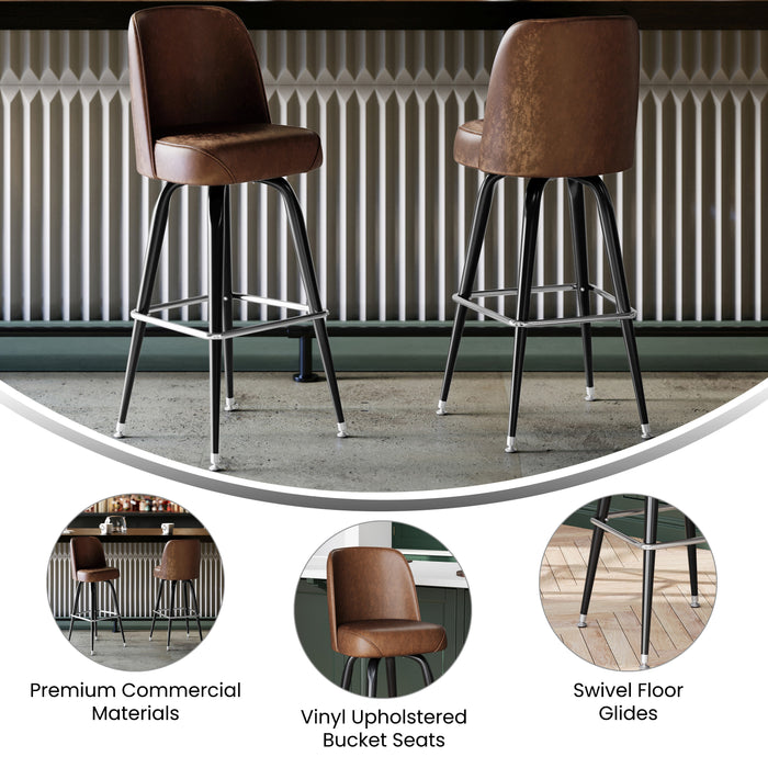 Weathered Brn Metal Bar Stool