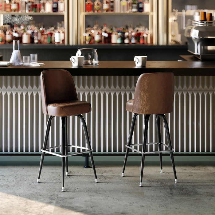 Weathered Brn Metal Bar Stool