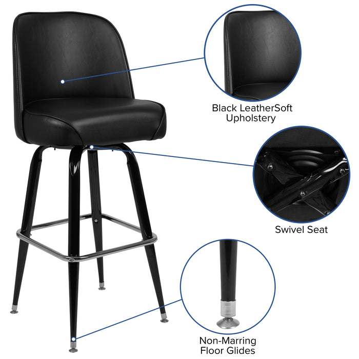 Black Swivel Bucket Seat Stool