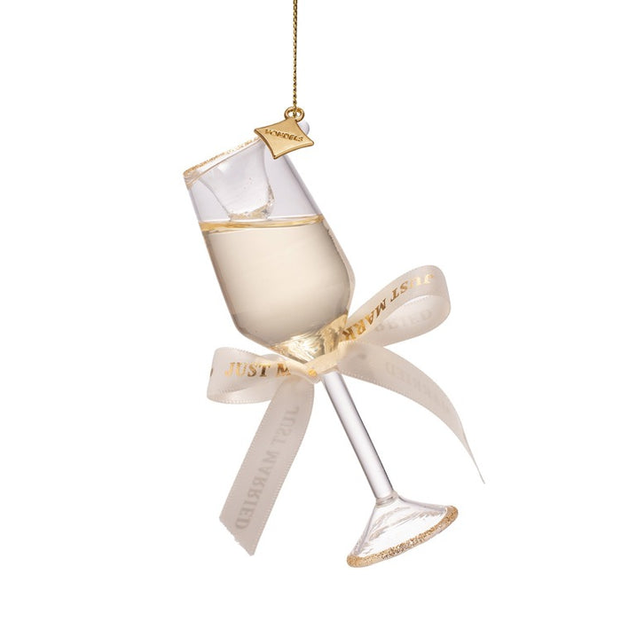 Just Married Champagne Flute Ornament