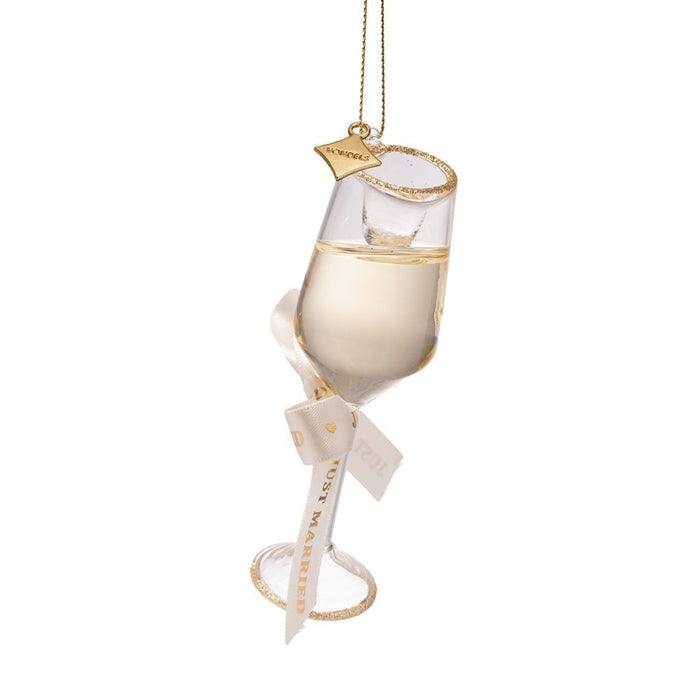 Just Married Champagne Flute Ornament