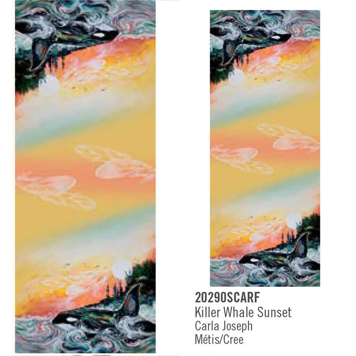 Killer Whale Sunset Eco Scarf by Metis artist Carla Joseph