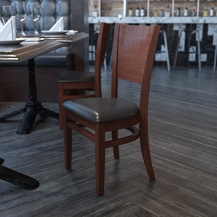Walnut Wood Chair-Blk Vinyl