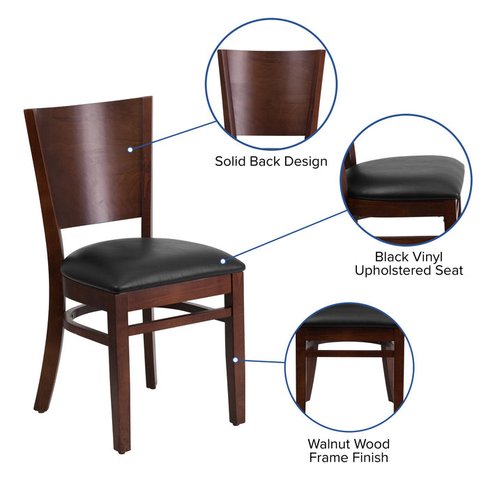 Walnut Wood Chair-Blk Vinyl