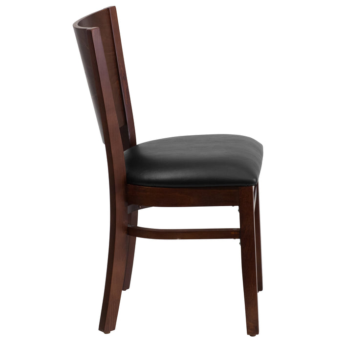 Walnut Wood Chair-Blk Vinyl
