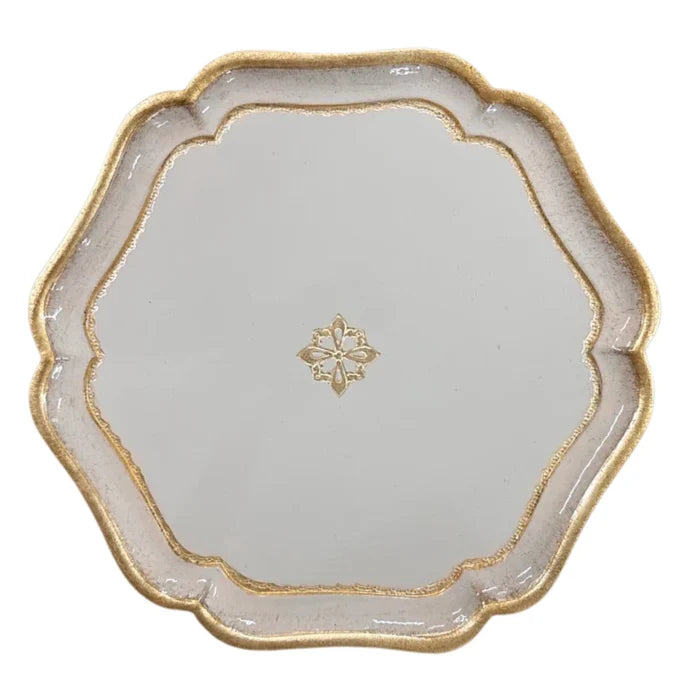 Large Taupe Florentino Baroque Wooden Charger/Tray