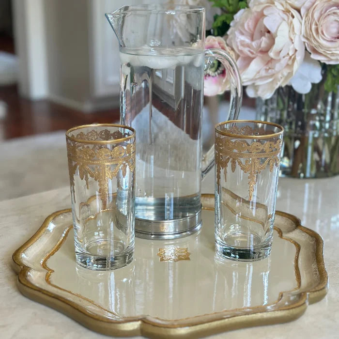 Large Taupe Florentino Baroque Wooden Charger/Tray