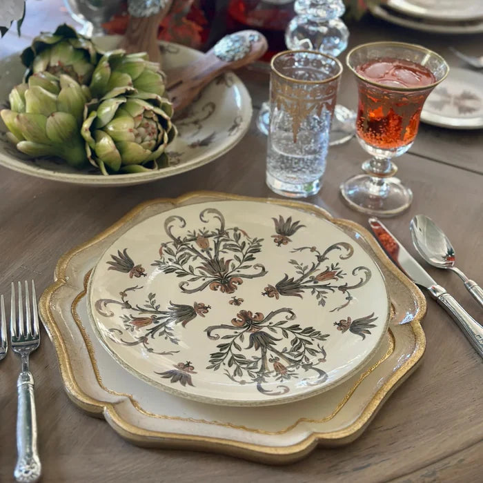 Large Taupe Florentino Baroque Wooden Charger/Tray