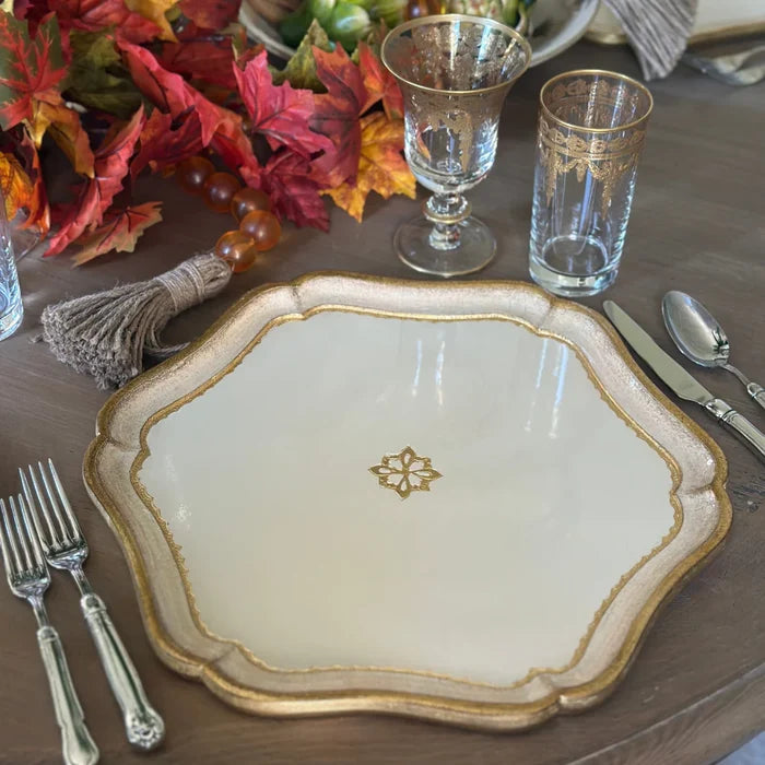 Large Taupe Florentino Baroque Wooden Charger/Tray
