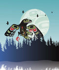 LIMITED EDITION ART PRINT -  Crow Drum Full Moon by Native artist, Mark Preston indigenous wall art by Mark Preston Canada
