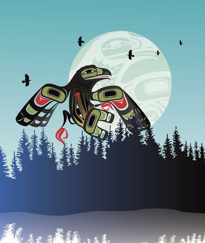 LIMITED EDITION ART PRINT -  Crow Drum Full Moon by Native artist, Mark Preston indigenous wall art by Mark Preston Canada