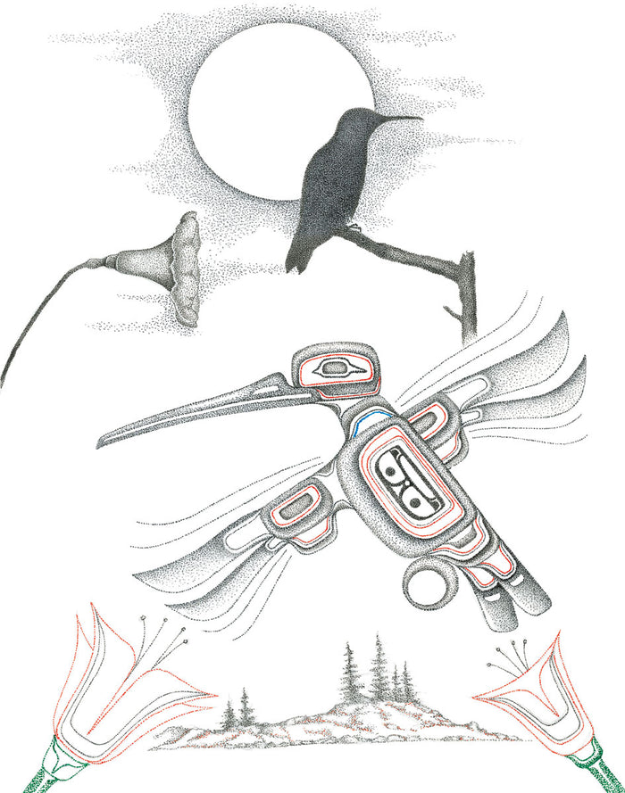 LIMITED EDITION ART PRINT -  Hummingbird by Native Artist Charles Silverfox indigenous wall art by Charles Silverfox Canada