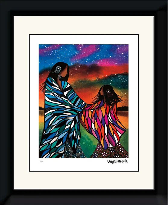 LIMITED EDITION ART PRINT -  Mother and Daughter by Cree Artist Betty Albert indigenous wall art by Betty Albert Canada