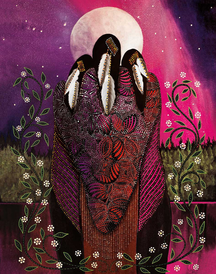 LIMITED EDITION ART PRINT -  Mother and Daughters by Cree Artist Betty Albert indigenous wall art by Betty Albert Canada
