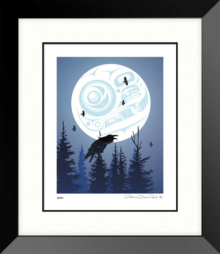 LIMITED EDITION ART PRINT -  Raven Moon by Indigenous Artist, Mark Preston indigenous wall art by Mark Preston Canada