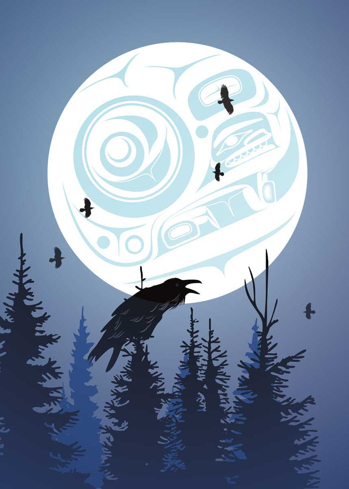 LIMITED EDITION ART PRINT -  Raven Moon by Indigenous Artist, Mark Preston indigenous wall art by Mark Preston Canada