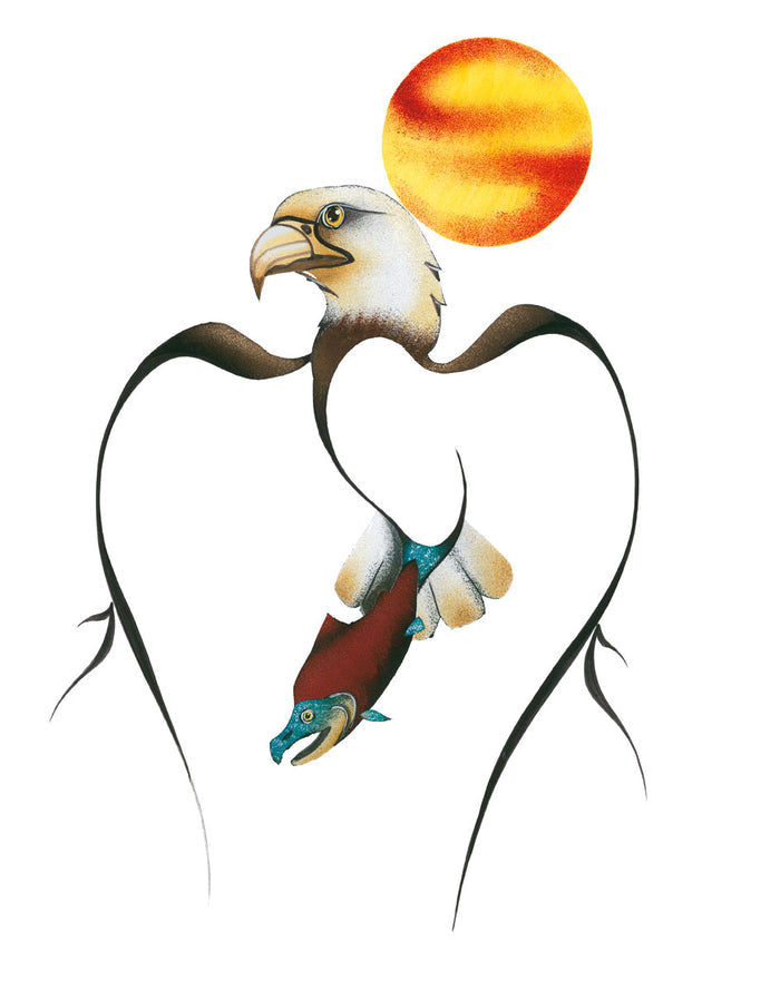 LIMITED EDITION ART PRINT -  Salmon & Eagle by Garnet Tobacco indigenous wall art by Garnet Tobacco Canada