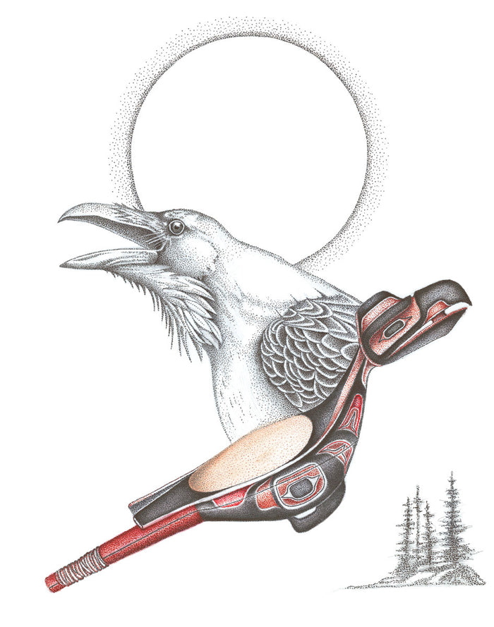LIMITED EDITION ART PRINT -  Shaman's Rattler by Native Artist Charles Silverfox indigenous wall art by Charles Silverfox Canada