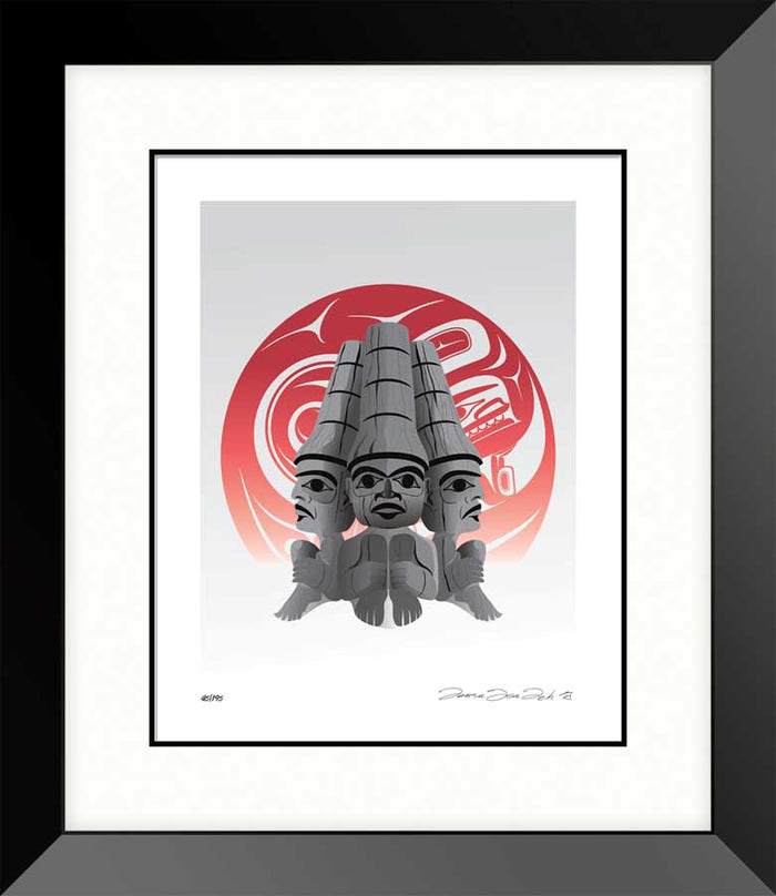 LIMITED EDITION ART PRINT -  Three Watchmen Blood Moon by Native artist, Mark Preston indigenous wall art by Mark Preston Canada