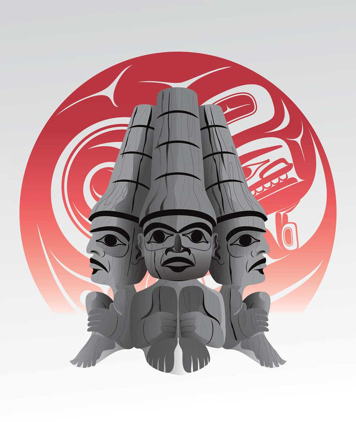 LIMITED EDITION ART PRINT -  Three Watchmen Blood Moon by Native artist, Mark Preston indigenous wall art by Mark Preston Canada