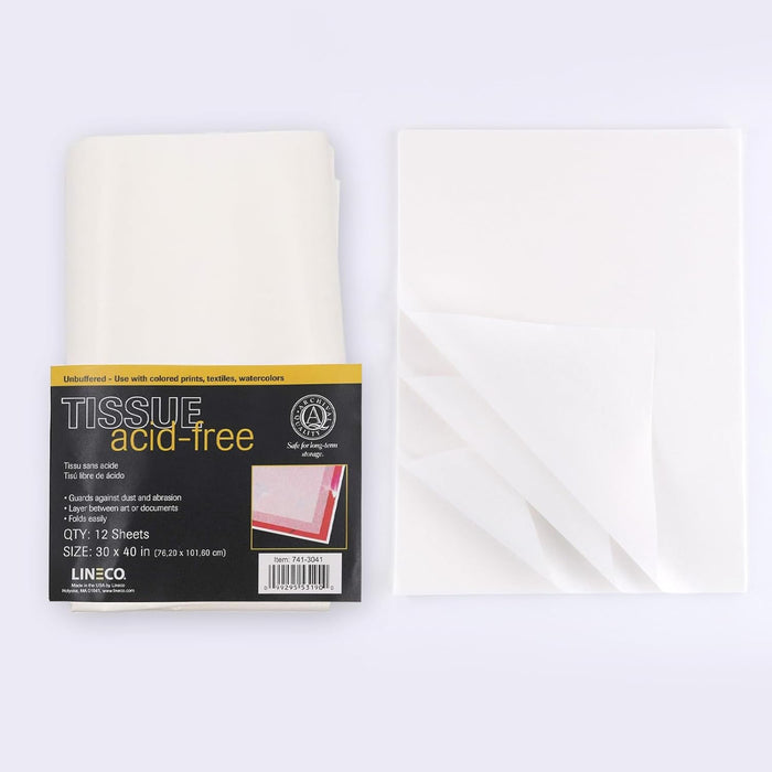 Lineco 30x40 inches Unbuffered Interleaving Acid-Free Tissue Paper for Storage (12 Pack)