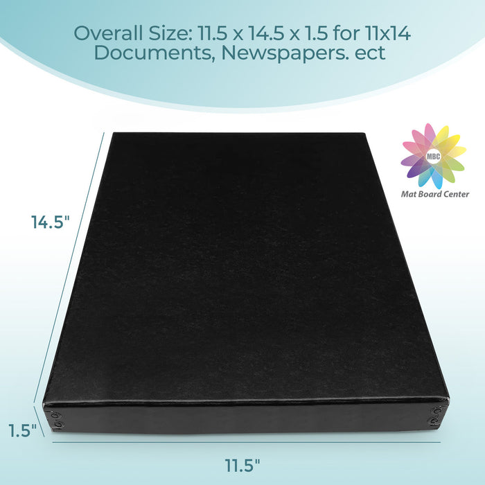 Lineco Black 1.5 Inches Deep Archival Museum Storage Box Drop Front Design 11x14