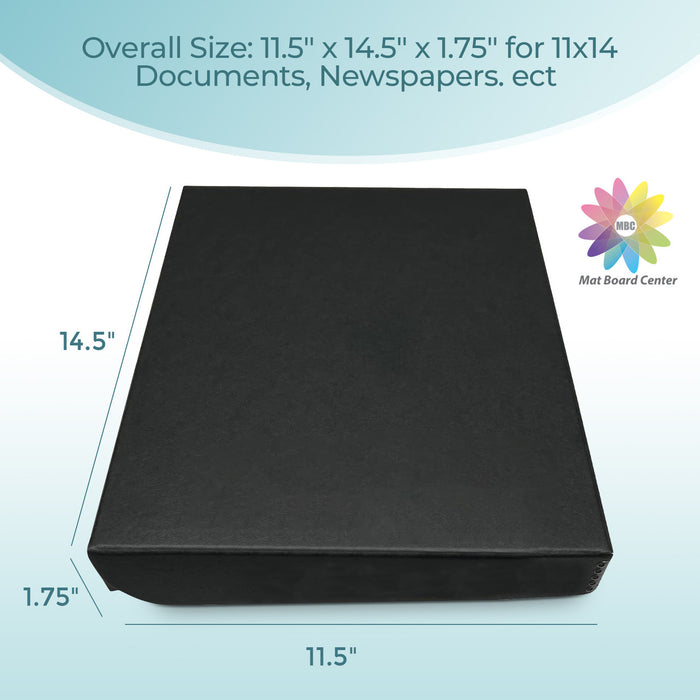 Lineco Black Clamshell Archival Folio Storage Box 1.75 inches Depth 11x14