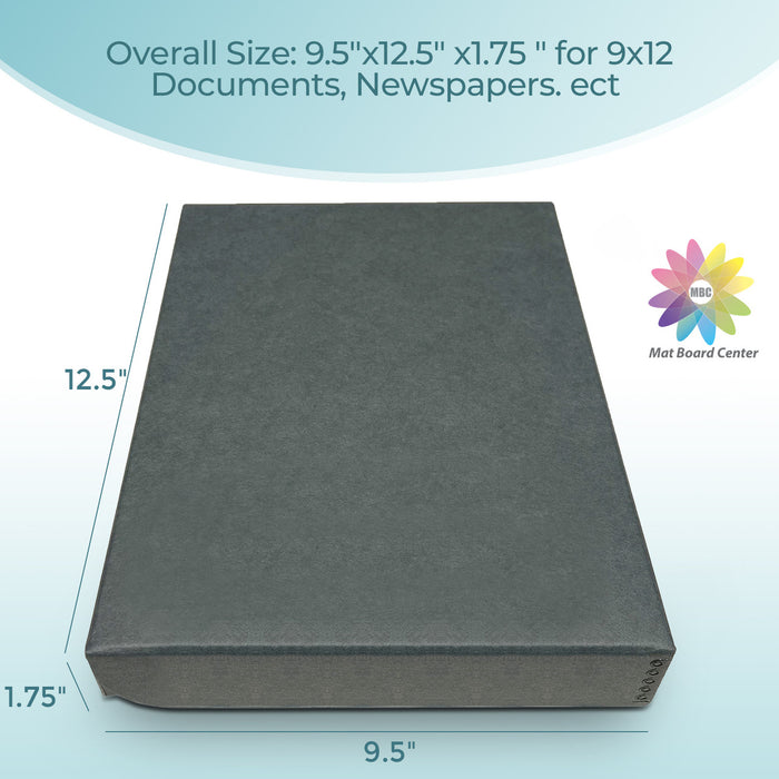 Lineco Grey Clamshell Folio Storage Box 1.75 Inches with Clamshell Design 9x12