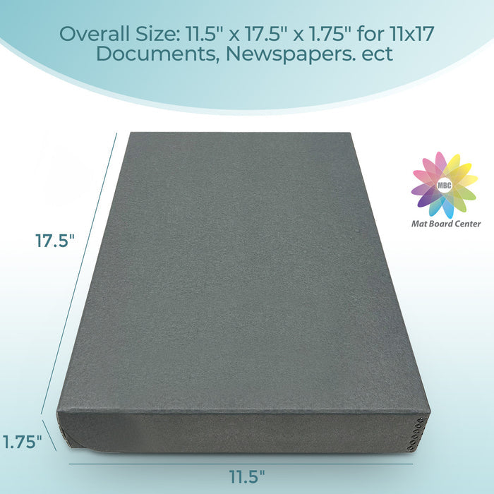 Lineco Grey Clamshell Folio Storage Box 1.75 Inches with Clamshell Design 11x17