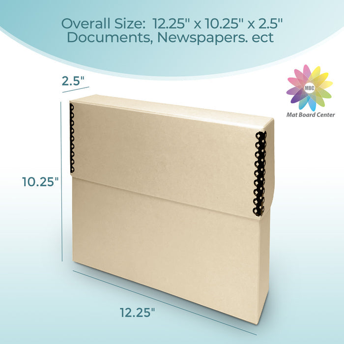 Lineco Letter Tan Archival Document Storage Cases Acid Free File Organizer 12.25" x 10.25" x 2.5