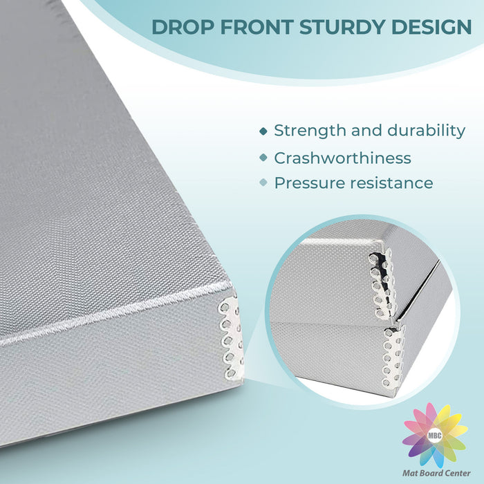 Lineco Silver 1.75 inches Deep Clamshell Archival Folio Storage Box Removable Lid Acid-Free with Metal Edge