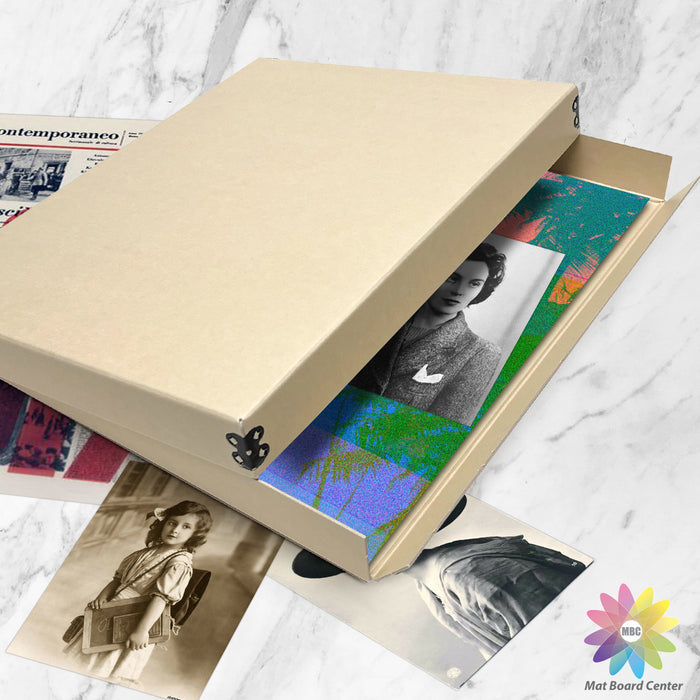 Lineco Tan 1.5 Inches Deep Museum Storage Box Archival Acid Free with Metal Edge