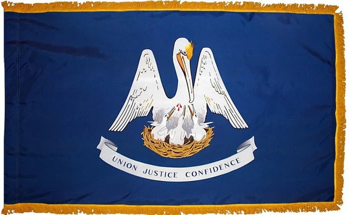 Louisiana 3' x 5' Indoor Flag with Fringe and Pole Hem