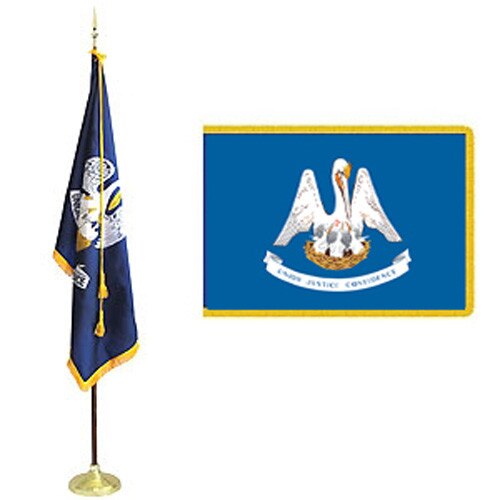 Louisiana 3' x 5' Indoor Flag with Fringe and Pole Hem