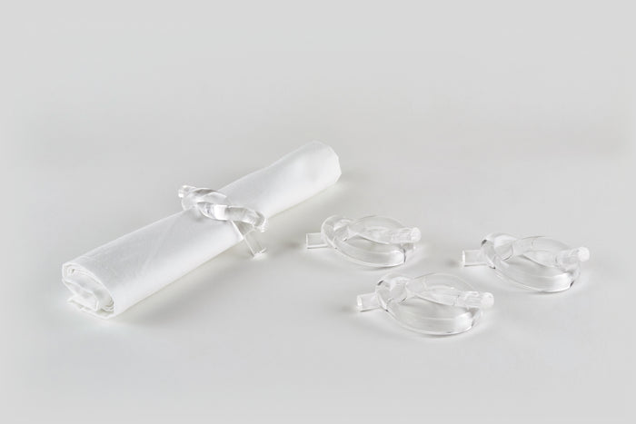 Lucite Knot Napkin Ring Set of 4 - Clear