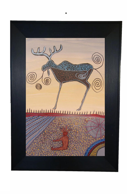 Alan Syliboy Man Smoking A Pipe  Wall Art | Native Art Canada