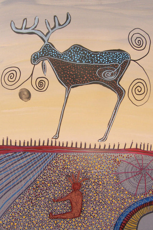 Alan Syliboy Man Smoking A Pipe  Wall Art | Native Art Canada