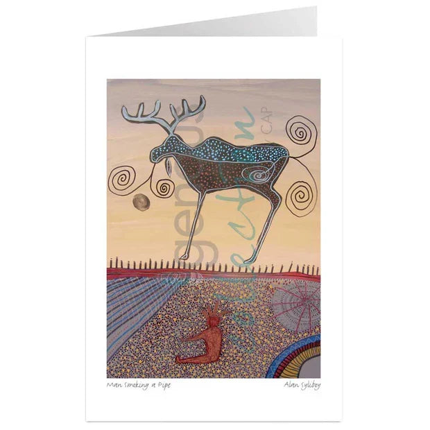 Alan Syliboy Man Smoking A Pipe  Wall Art | Native Art Canada