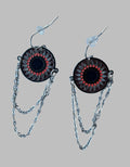 Mandella Earrings with Silver Chain accent indigenous art gift by Canadian Fashion & Home Decor Boutique Canada